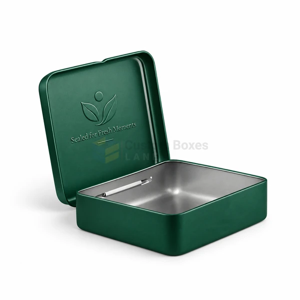 custom tin box with hinged lid